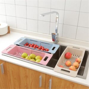 Adjustable length Plastic Sink Drain Basket for Fruit and Vegetable wash Adjustable