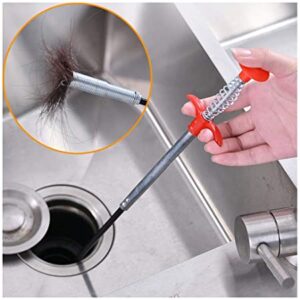 Drain Unblocker Stick Snake Cleaner Hair Remover Brush Tool Sink Kitchen 60cm